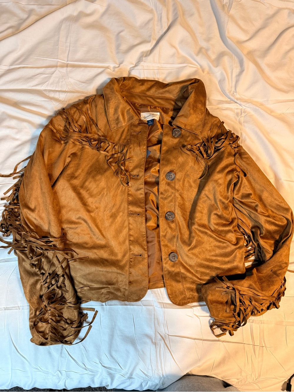 Universal Thread Brown Faux-Suede Fringe Jacket